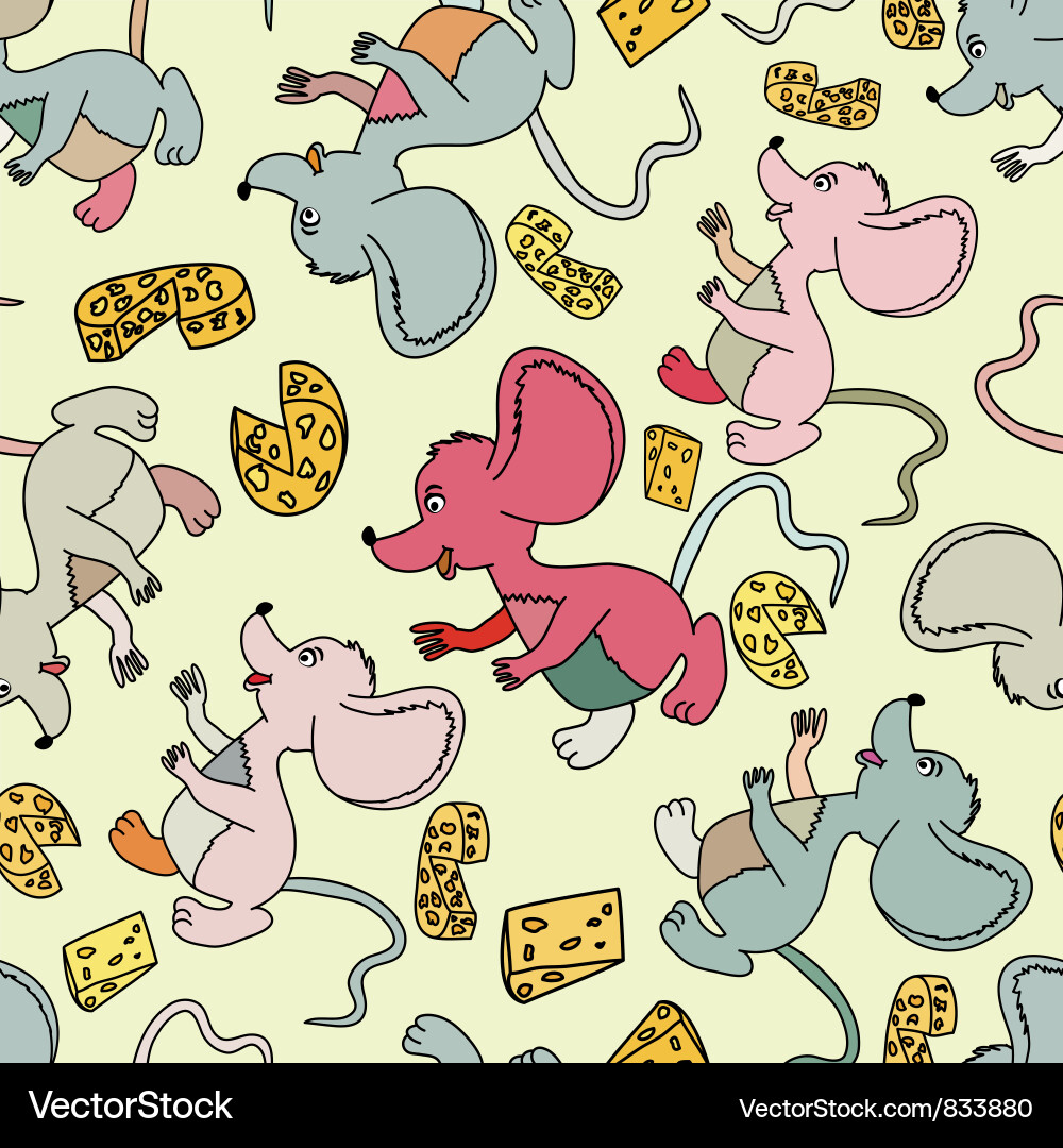 Mouse and cheese pattern vector image
