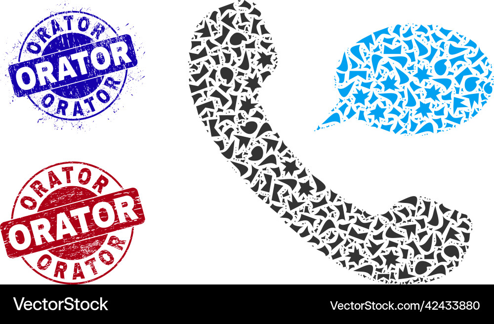 Phone message mosaic of spalls with orator Phone message mosaic of spalls with orator Vector Image