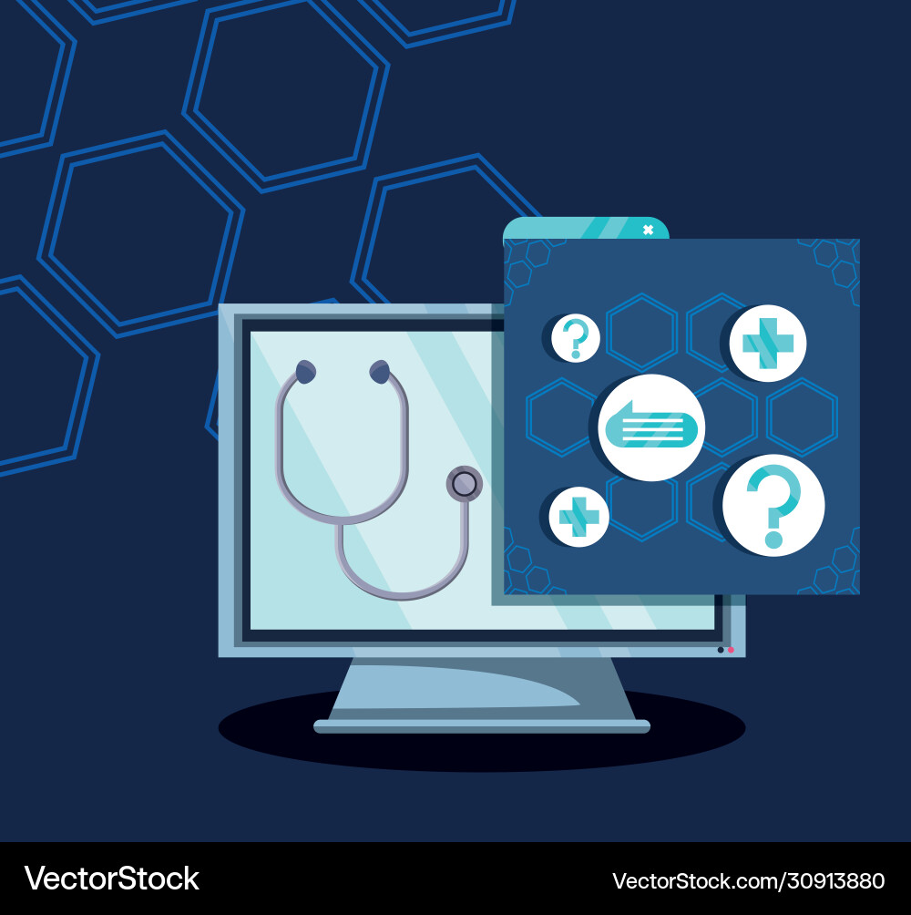 Poster Online medizinische Unterstützung mit Icons Poster Online medizinische Unterstützung mit Icons vektorbild