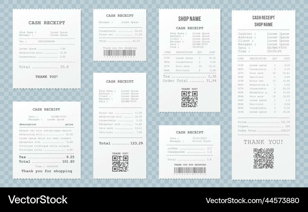 Realistische Quittung Restaurant Bill Shop Realistische Quittung Restaurant Bill Shop vektorbild