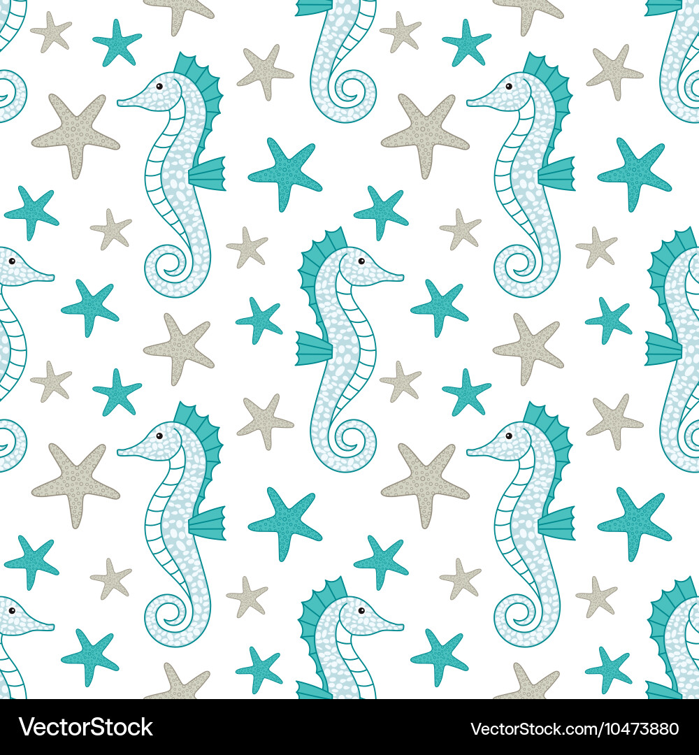 Seahorse seamless pattern Royalty Free Vector Image