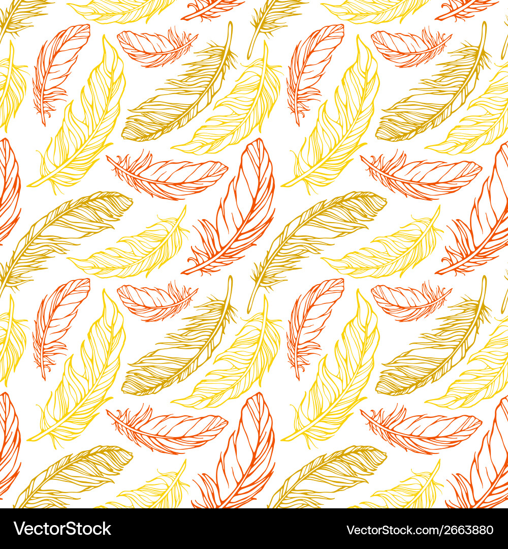 Seamless pattern with decorative feathers Vector Image