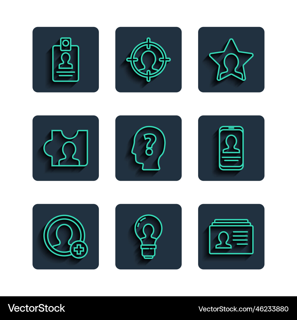 Set line create account screen head with lamp Set line create account screen head with lamp vector image