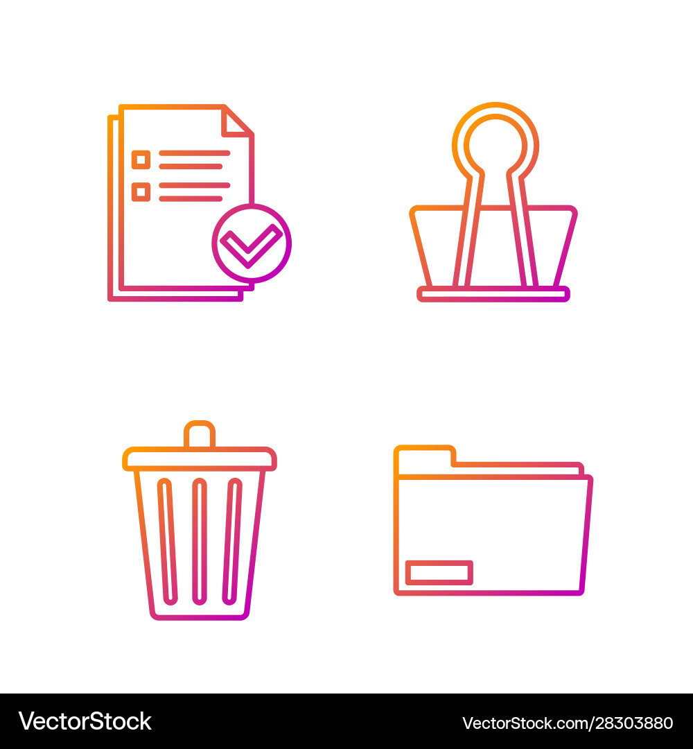 Set line document folder trash can Set line document folder trash can vector image