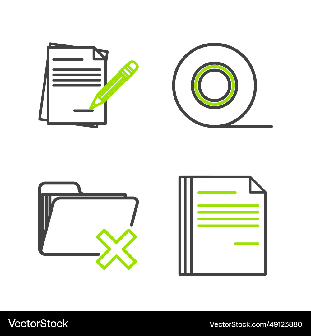 Set line file document delete folder scotch Set line file document delete folder scotch vector image