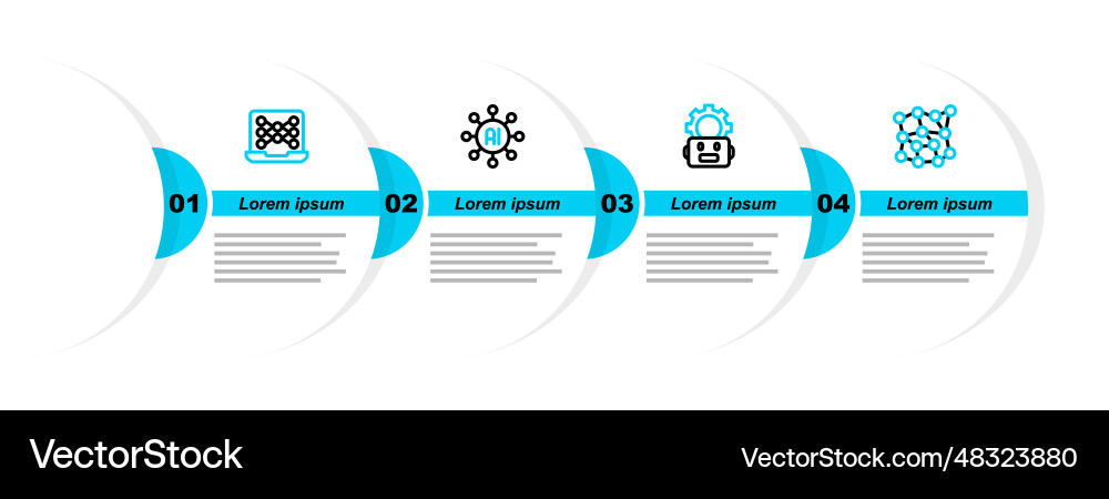 Set line neural network robot setting and icon Set line neural network robot setting and icon vector image