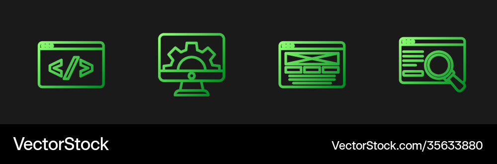 Set Line ui oder ux design front end development Set Line ui oder ux design front end development vektorbild