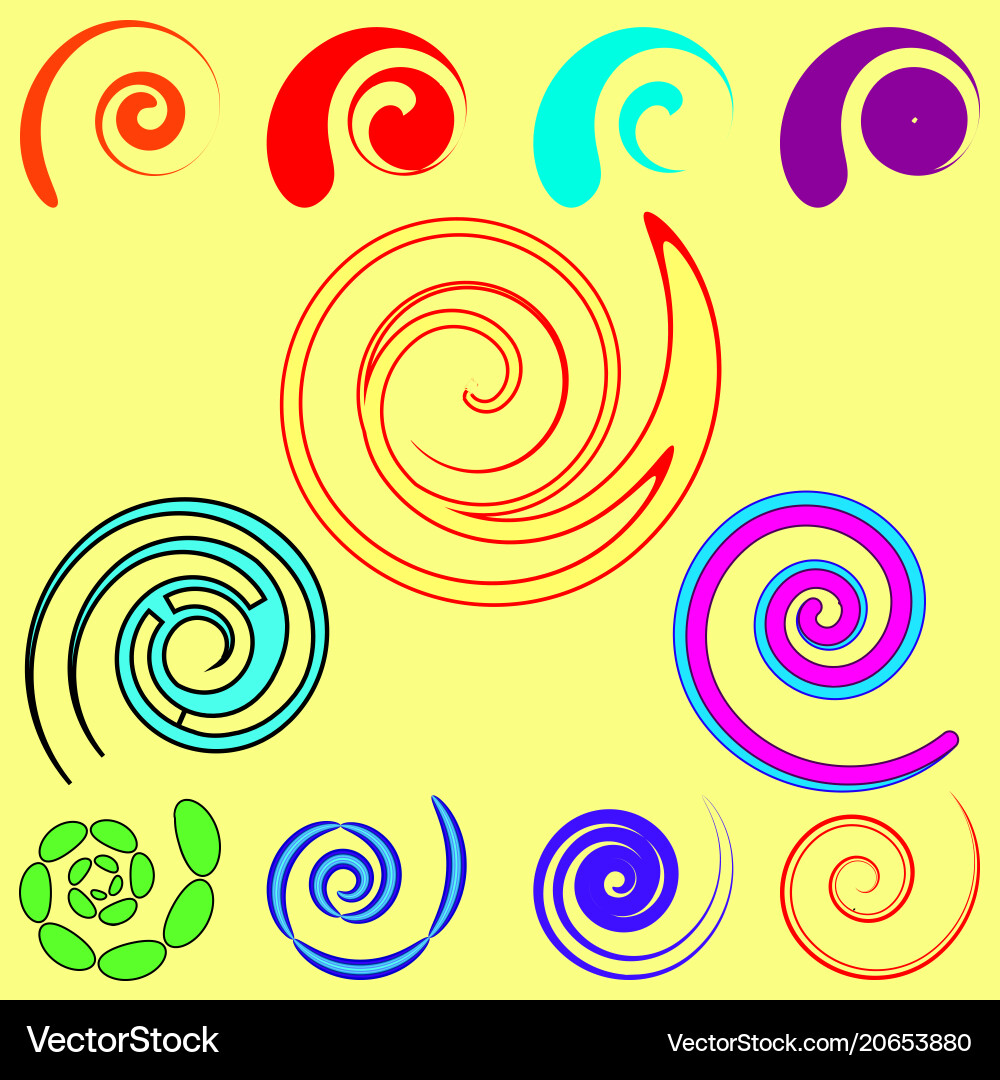 Set of spirals and objects from commas Set of spirals and objects from commas vector image