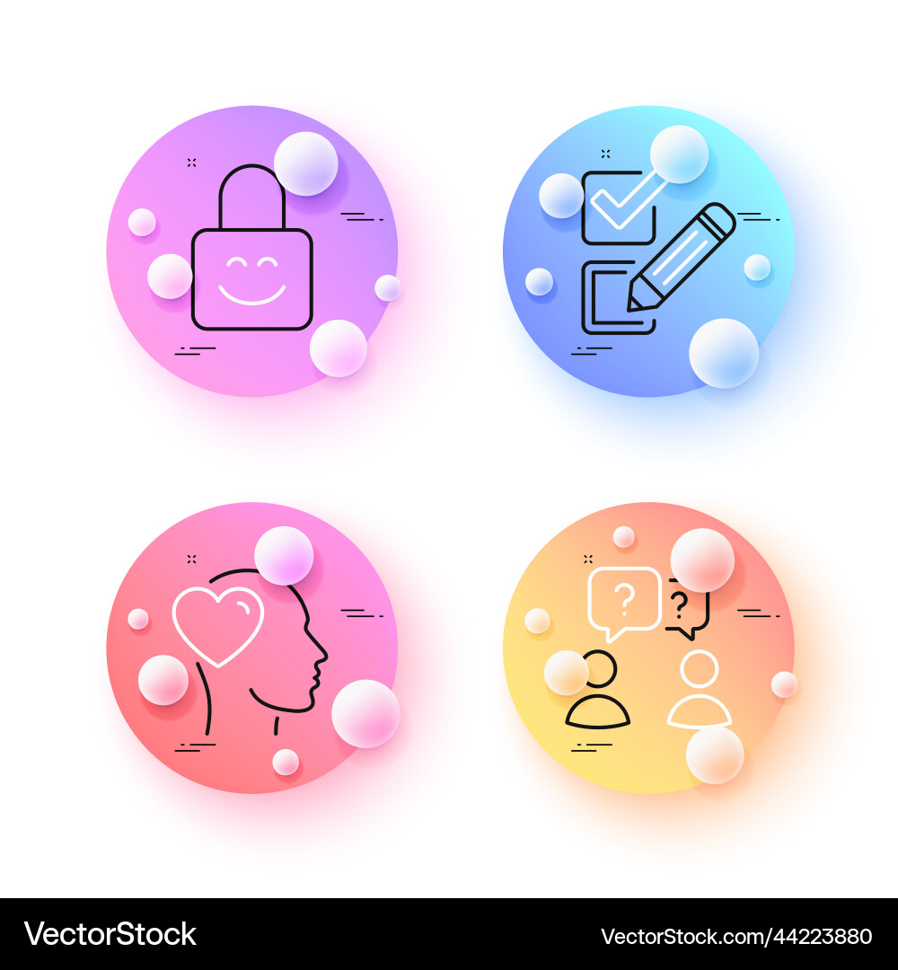 Teamwork questions checkbox and lock minimal line Teamwork questions checkbox and lock minimal line vector image