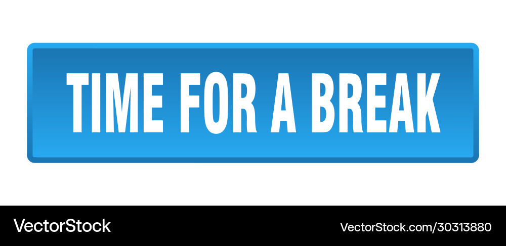 Time for a break button square vector image