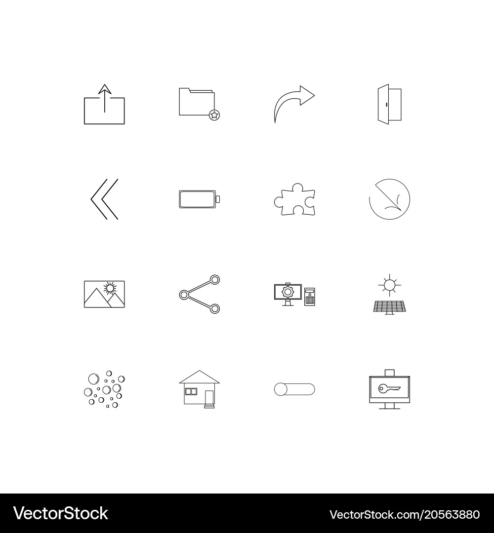 User interface simple linear icons set outlined vector image