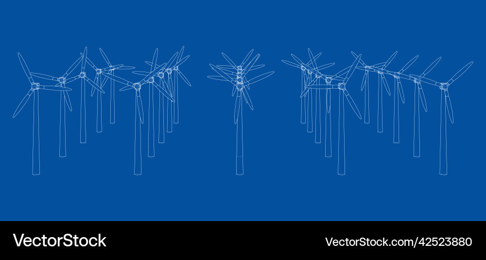 Wind turbines rendering of 3d vector image