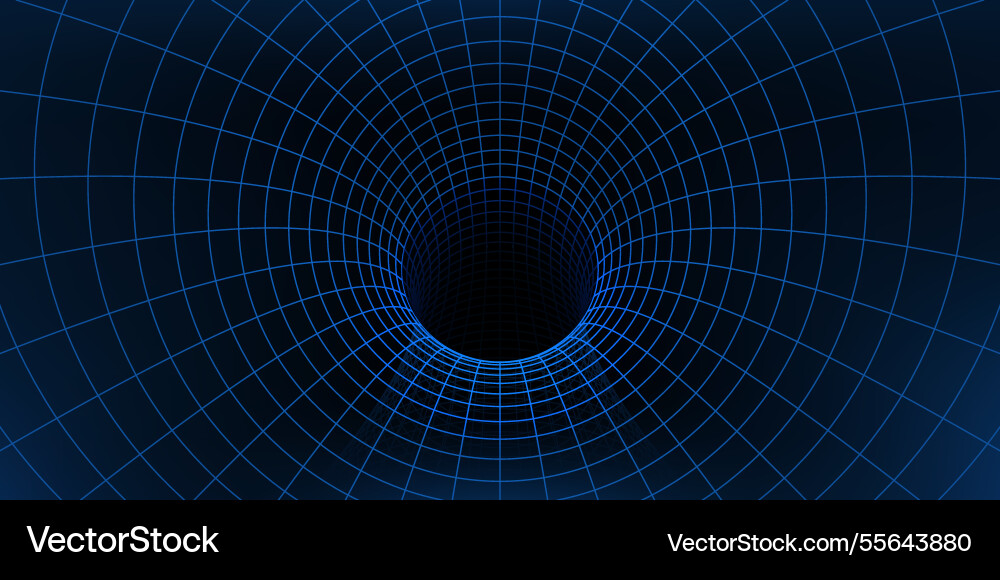 Wireframe Grid Tunnel Wormhole Vector Image