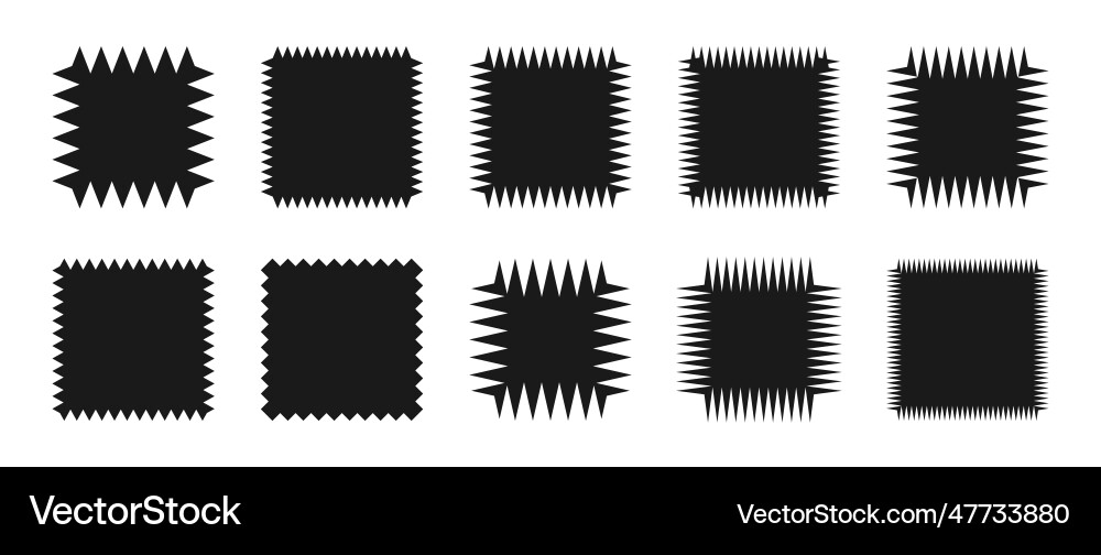 Zig zag edge square shape set jagged elements Zig zag edge square shape set jagged elements vector image