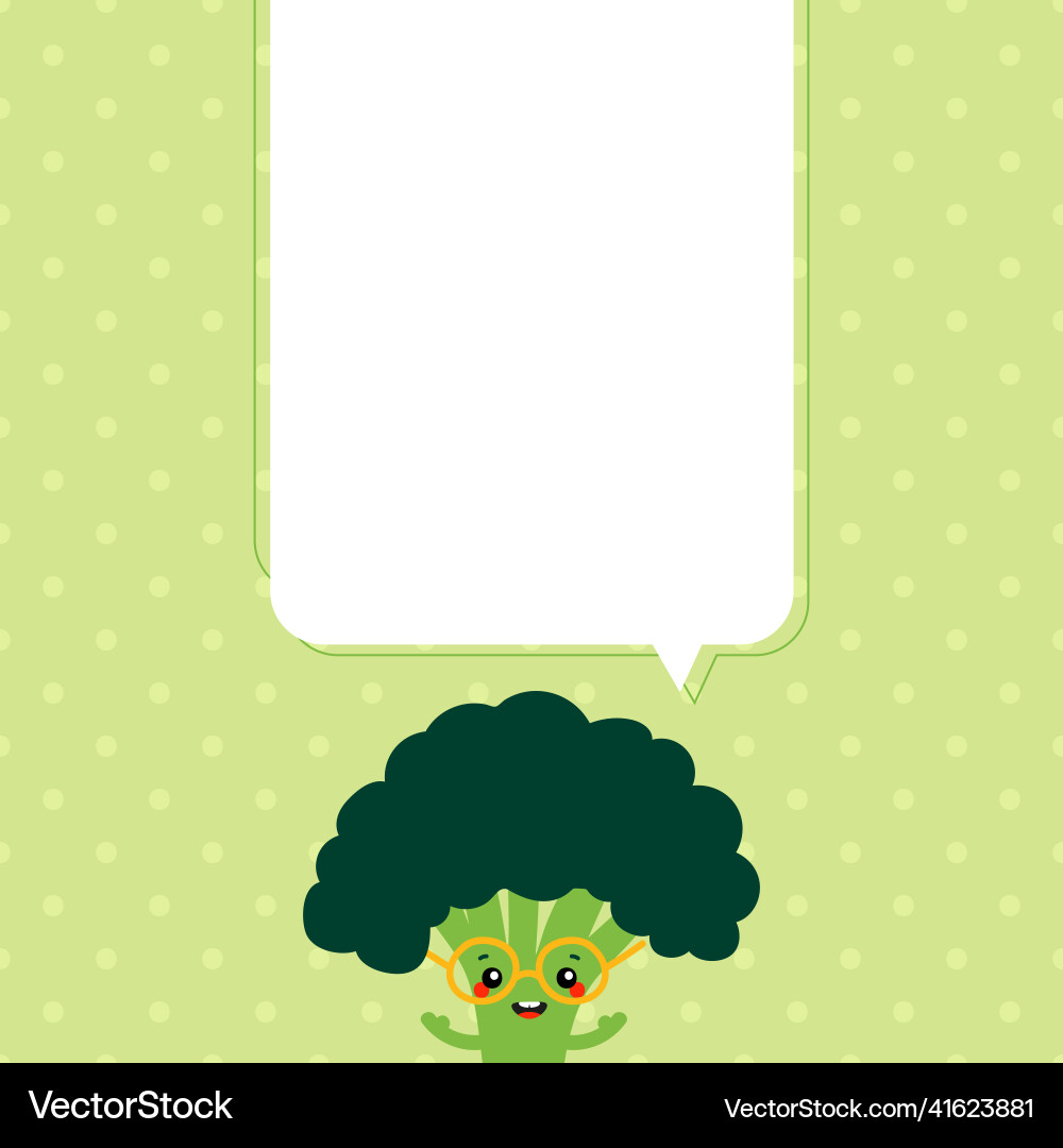 Broccoli character with blank empty speech bubble Broccoli character with blank empty speech bubble vector image