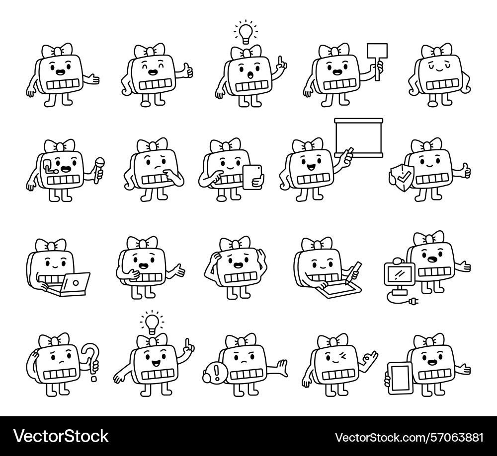 Computer assistant guide character set Computer assistant guide character set vector image
