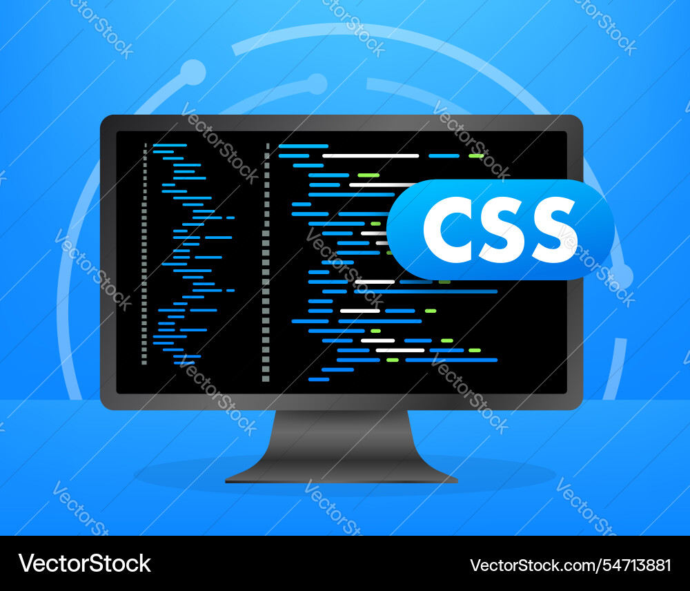 Computer-Bildschirm zeigt css-Code Programmierung Web Computer-Bildschirm zeigt css-Code Programmierung Web vektorbild