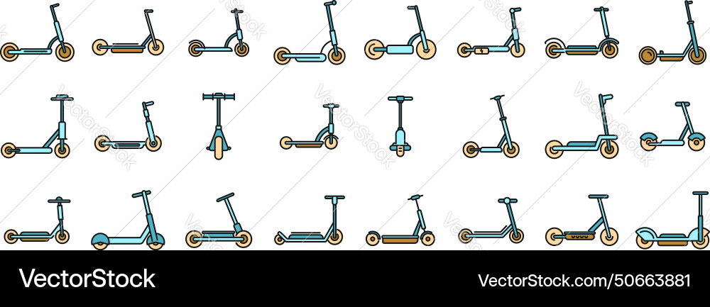 Electric scooter icons set color vector image