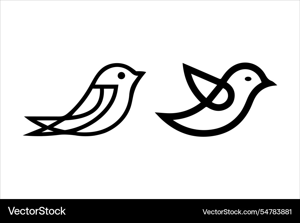 Elegant bird logo set simple icons with one-line vector image