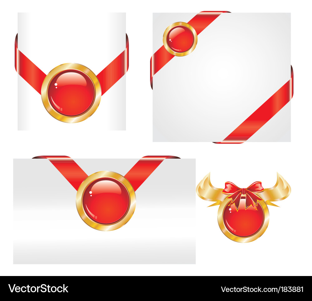 Golden Label Set - Celebration Awards Vector Image