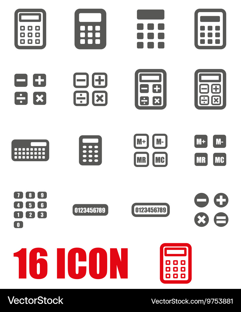 Grauer Taschenrechner Icon Collection Vektorbild