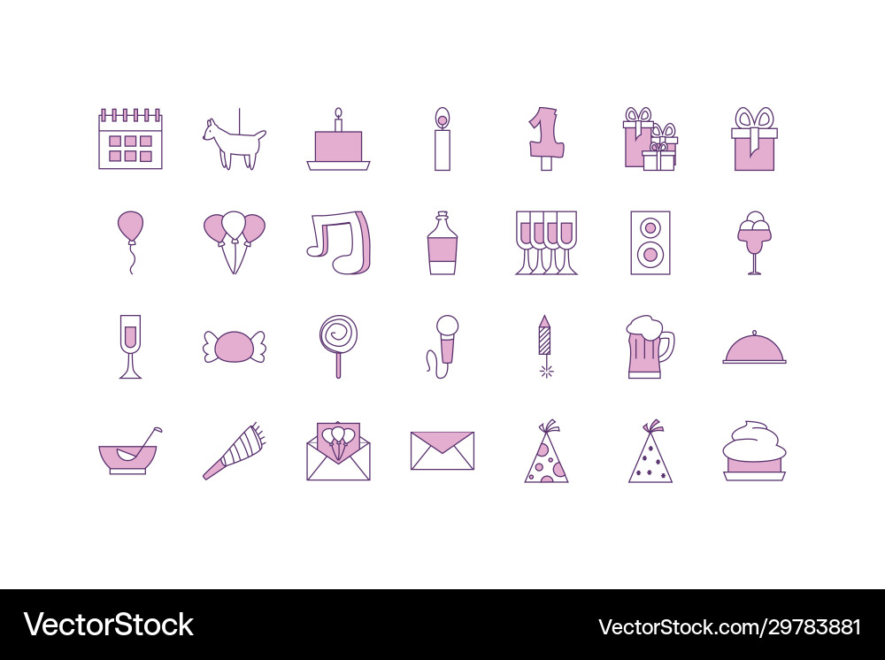 Isolated party line fill style icon set Isolated party line fill style icon set vector image