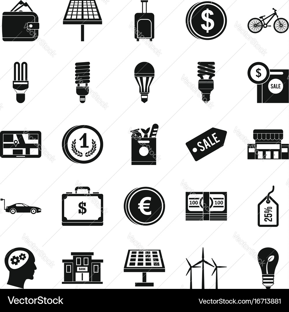 Monetary relations icons set simple style Vector Image