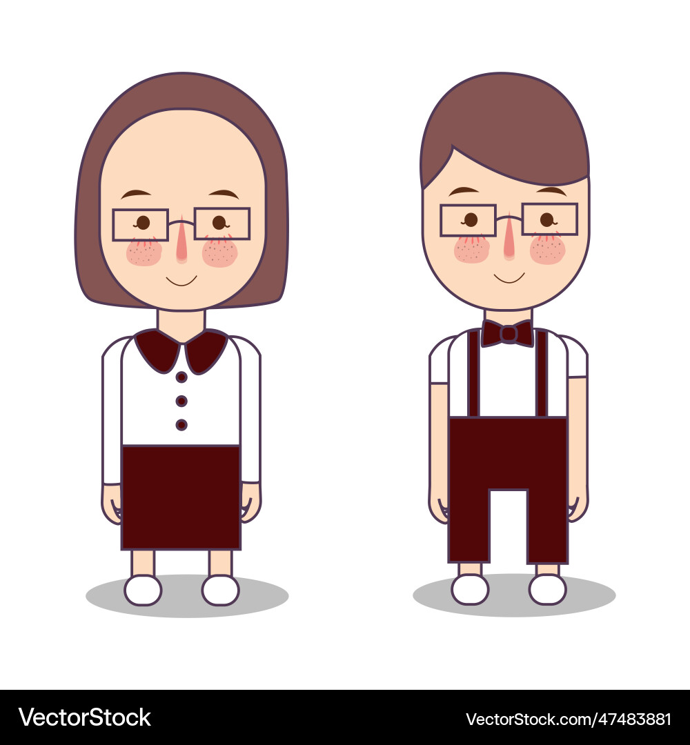 Nerd Junge und Mädchen Lächeln Ausdruck Nerd Junge und Mädchen Lächeln Ausdruck vektorbild