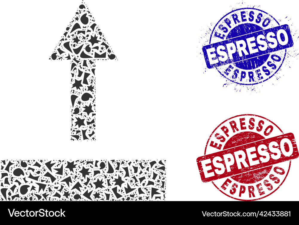 Pull up mosaic of fractions with espresso distress Pull up mosaic of fractions with espresso distress vector image