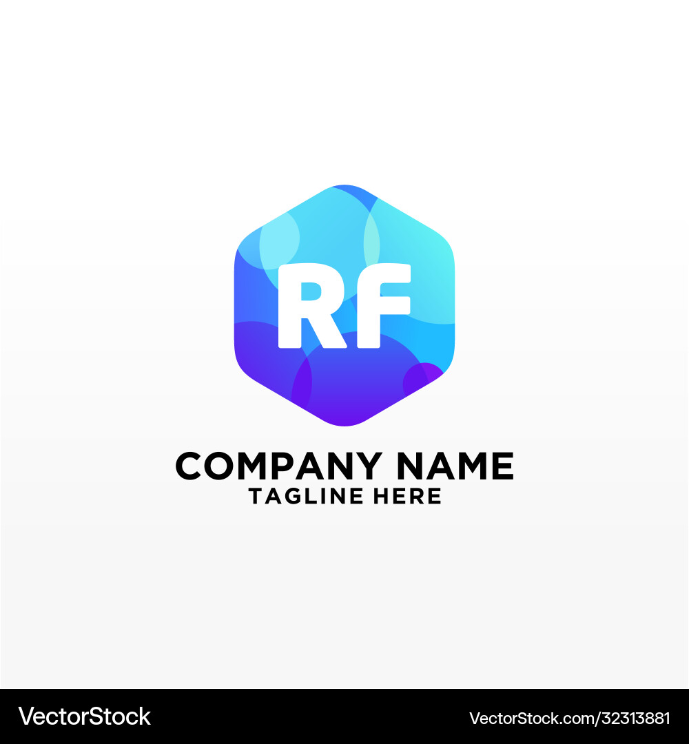 Rf initial logo with colorful circle template Vector Image