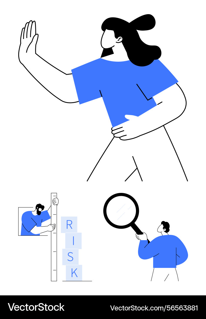 Risk management actions with stopping gesture Vector Image