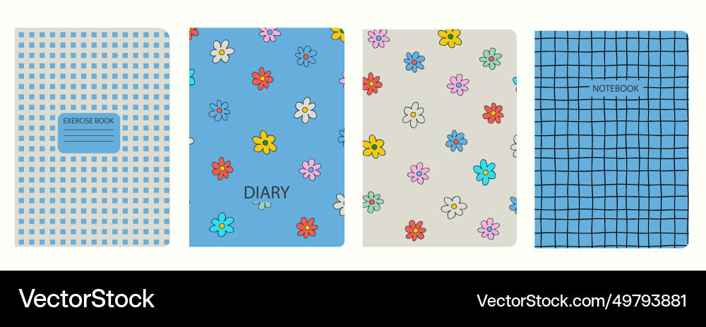 Set of cover page templates based on grid seamless Vector Image