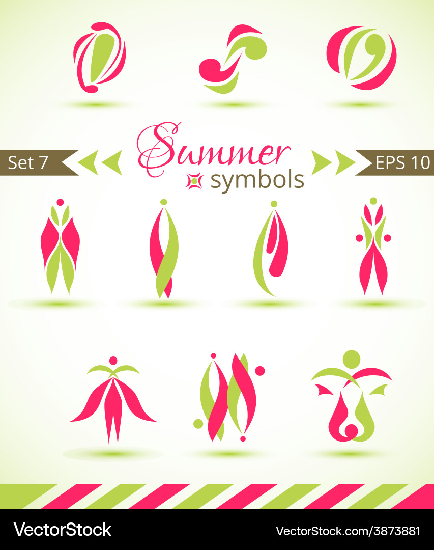 Set of different abstract flat summer and spring vector image