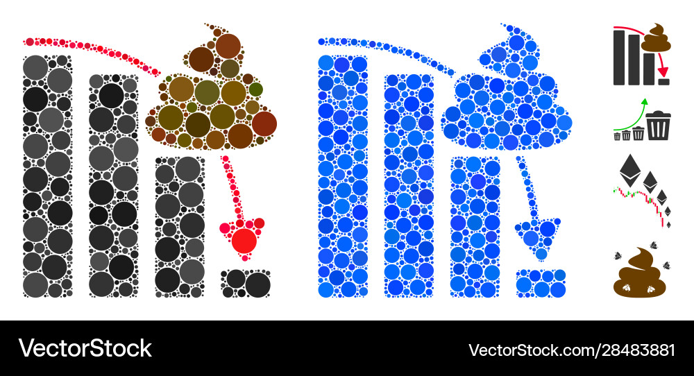 Shit fall down chart composition icon round Vector Image