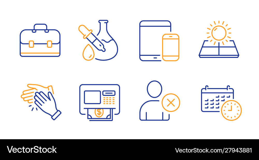 Sun energy delete user and atm icons set Vector Image