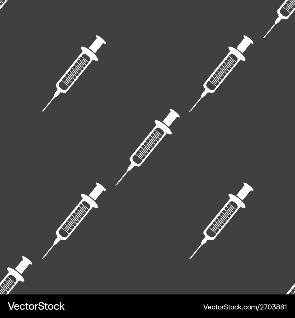 Syringe web icon flat design seamless gray pattern Vector Image