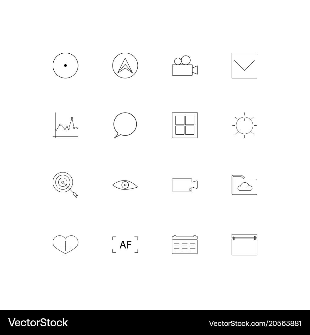 User interface simple linear icons set outlined vector image