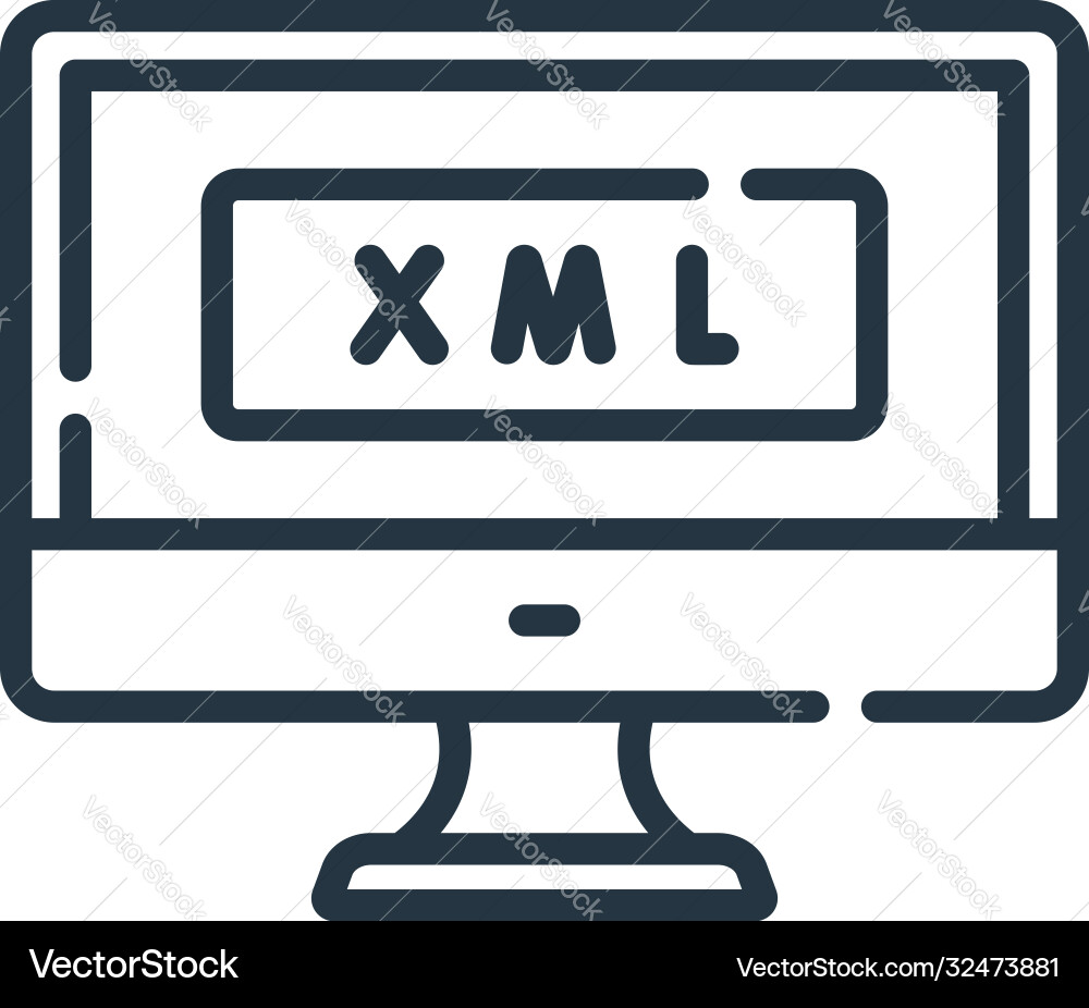 Xml icon isolated on white background outline Xml icon isolated on white background outline vector image