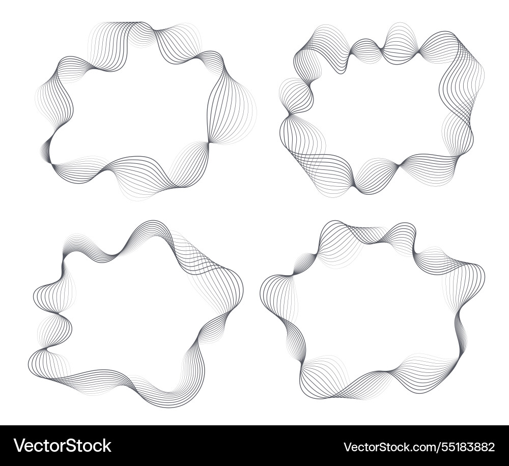 Abstract wavy frames set black flowing borders Abstract wavy frames set black flowing borders vector image