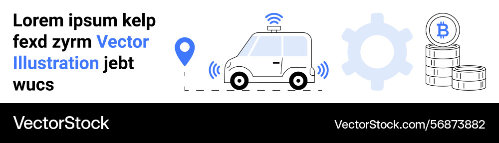 Autonomous car with gps navigation blockchain vector image