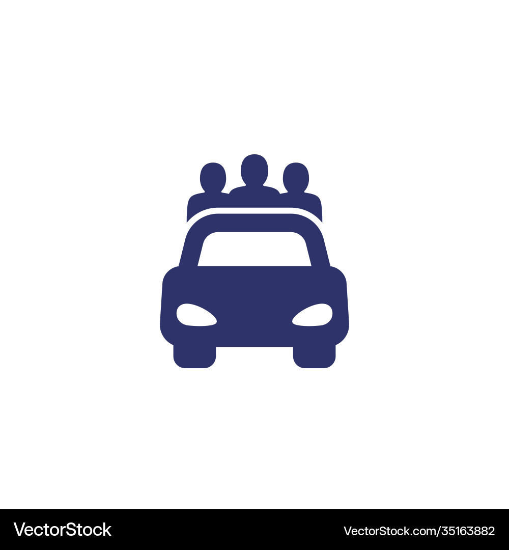 Carsharing icon with users and car vector image