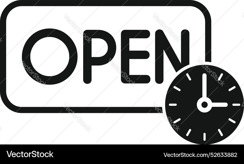 Clock showing open time on signboard icon Clock showing open time on signboard icon vector image