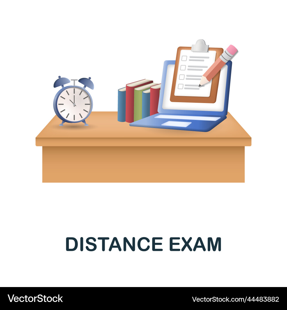 Distance exam icon 3d from e-learning collection Distance exam icon 3d from e-learning collection vector image