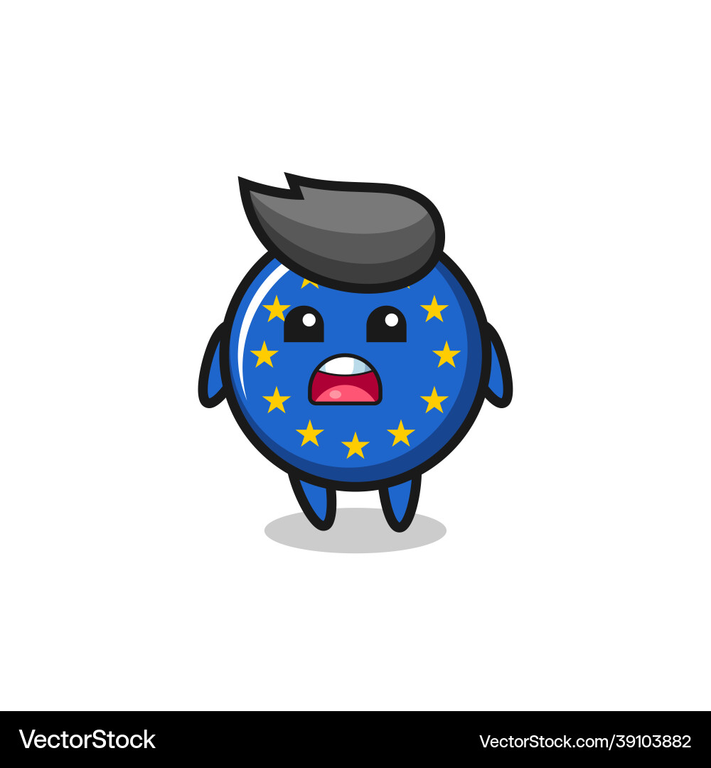 Europe flag badge with apologizing expression Vector Image