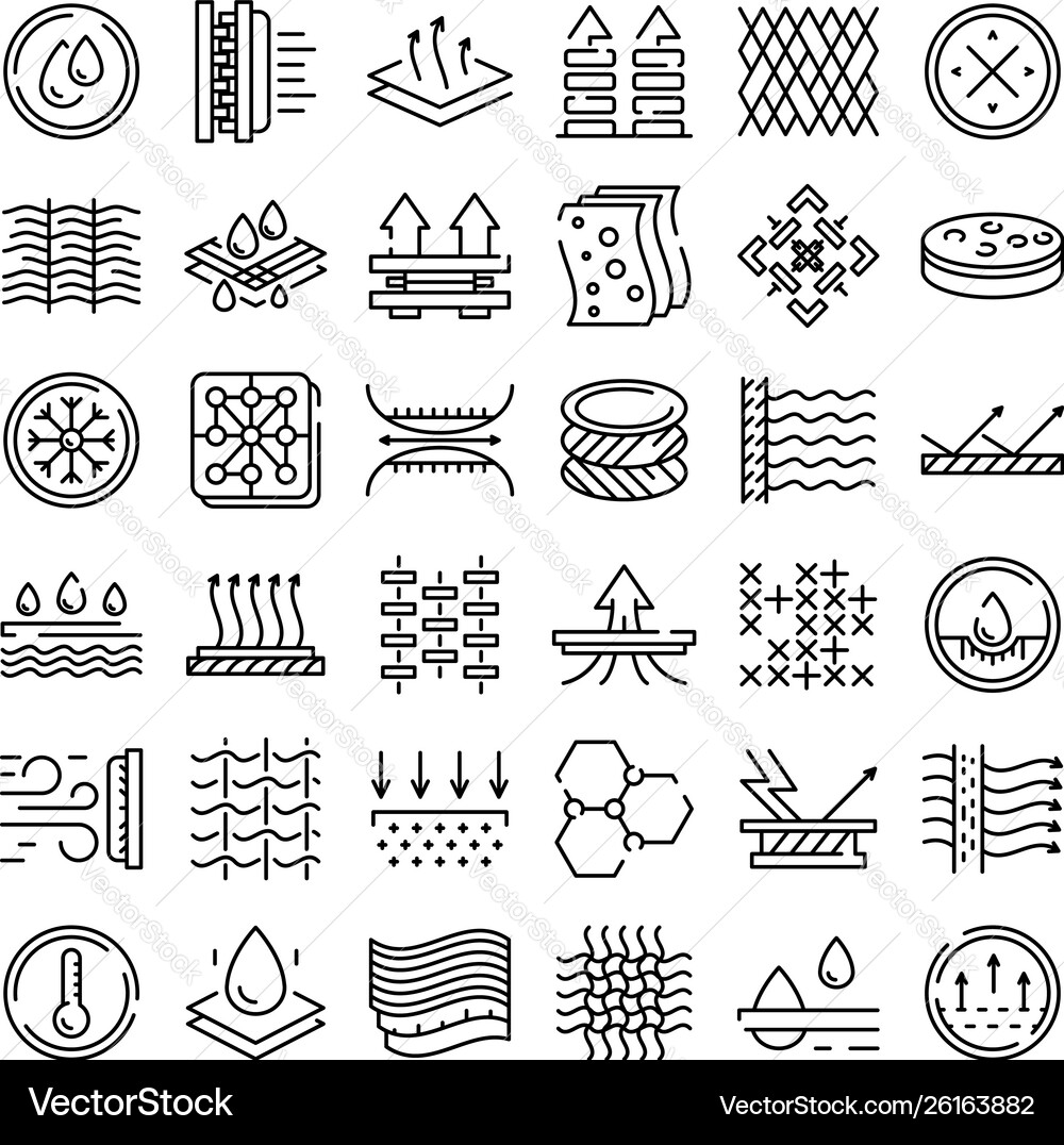 Fabric Feature Icon Set Vector Image