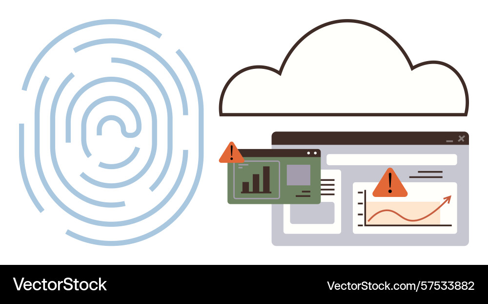 Fingerprint authentication and cloud data security Fingerprint authentication and cloud data security vector image