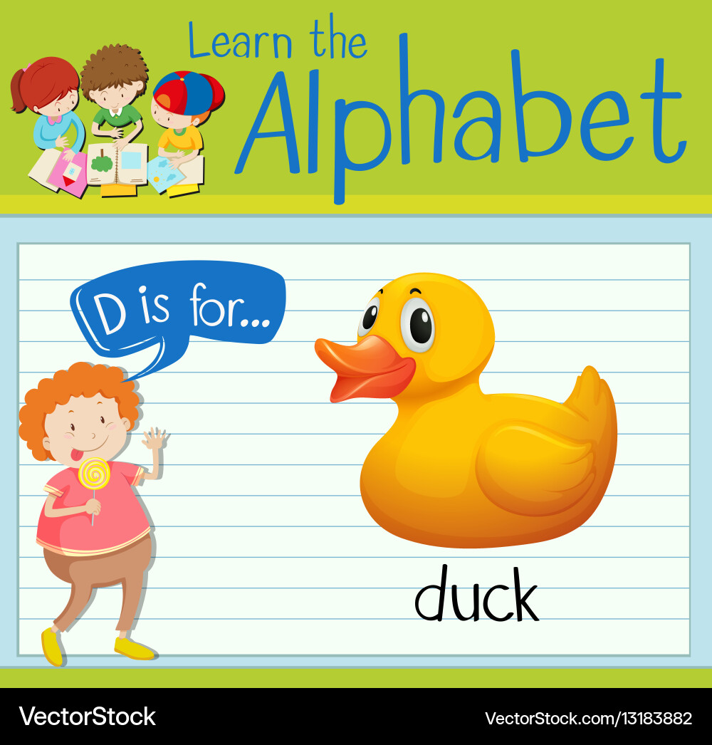 Flashcard letter d is for duck Vector Image