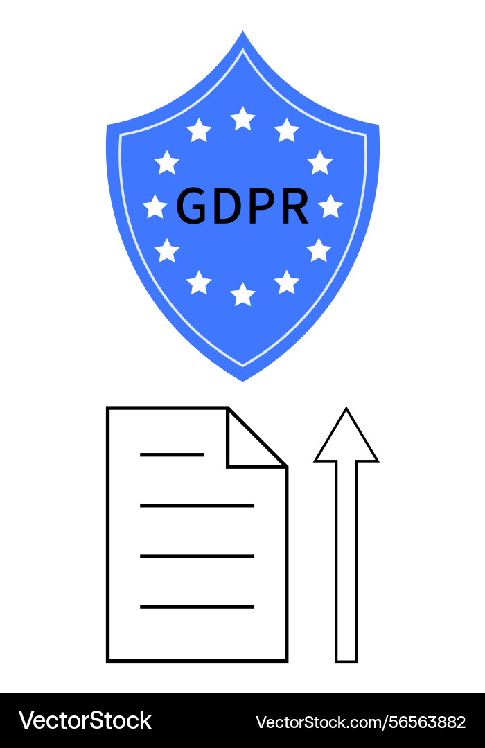 Gdpr shield with stars above document and upward Vector Image