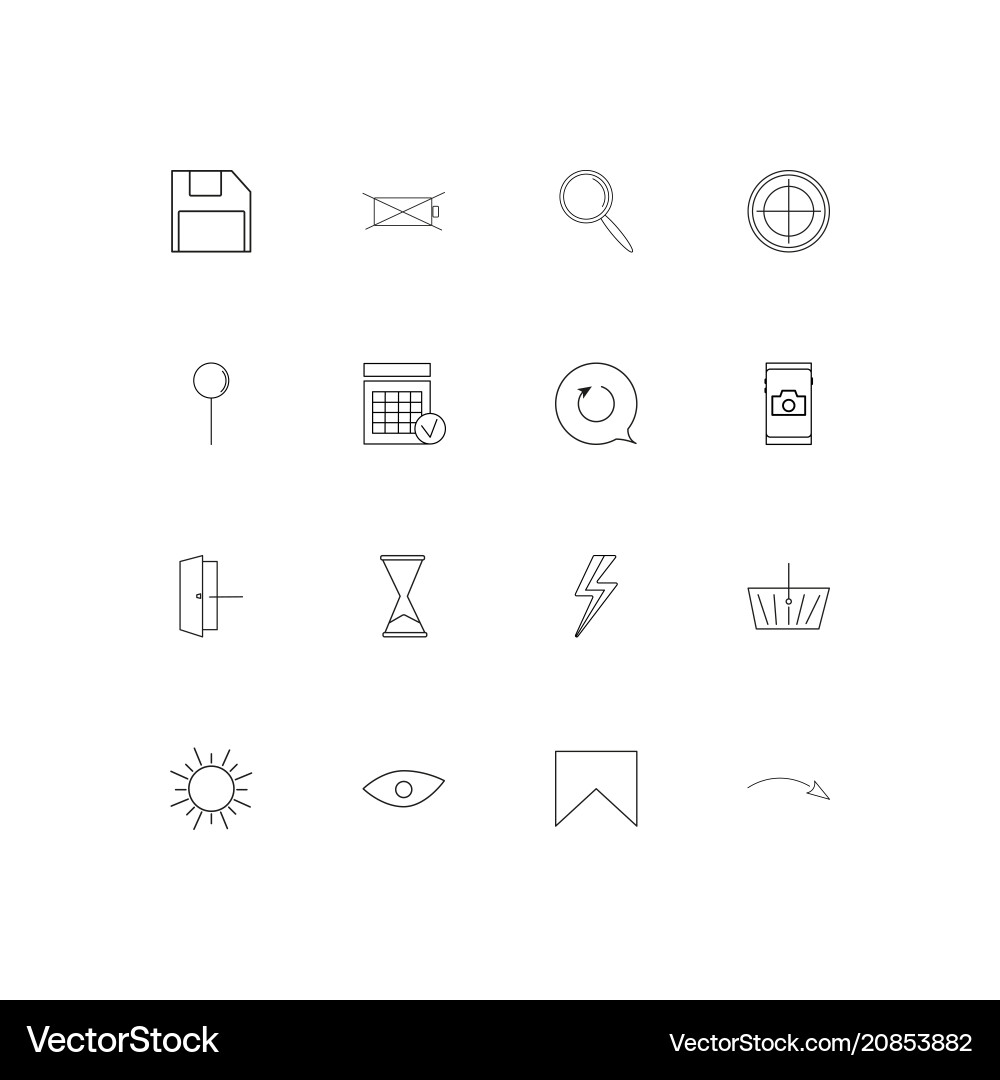 Interface linear thin icons set outlined simple vector image