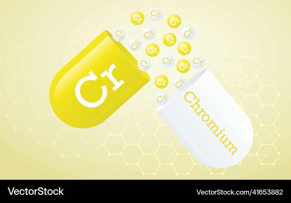 Microelement chromium capsule with cr element Microelement chromium capsule with cr element vector image
